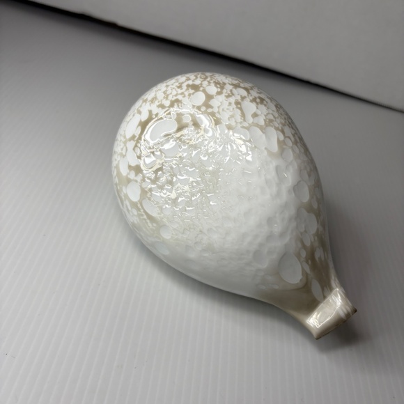 Oiva Toikka White Speckled Willow ArtGlass Bird Finland Nuutajarvi Signed/Label - Picture 7 of 12